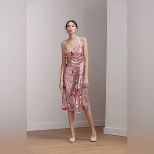 Keepsake the Label Sequin Floral Slip Dress in Rose Gold